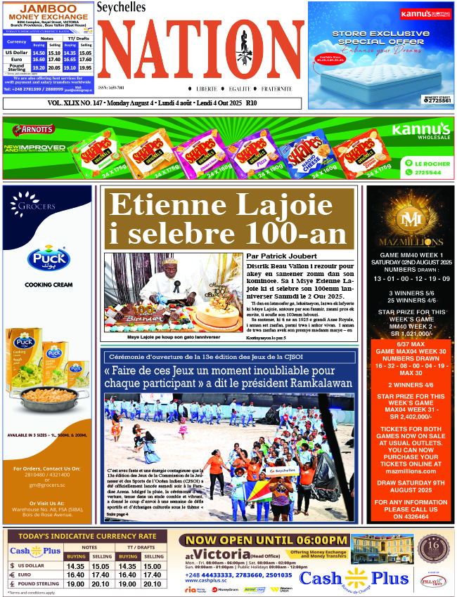 Monday 04 August, 2025