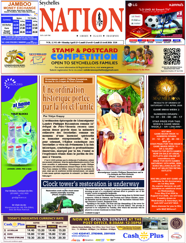 Monday 13 April, 2026