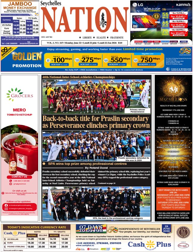 Monday 22 June, 2026