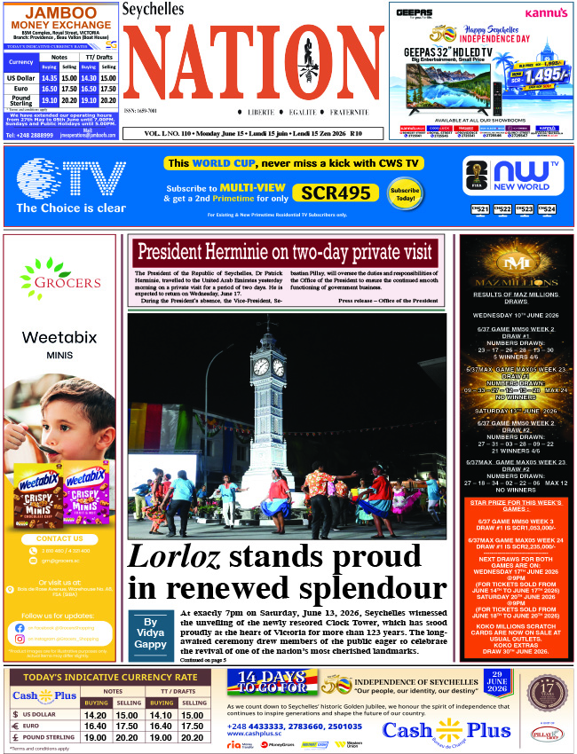 Monday 15 June, 2026