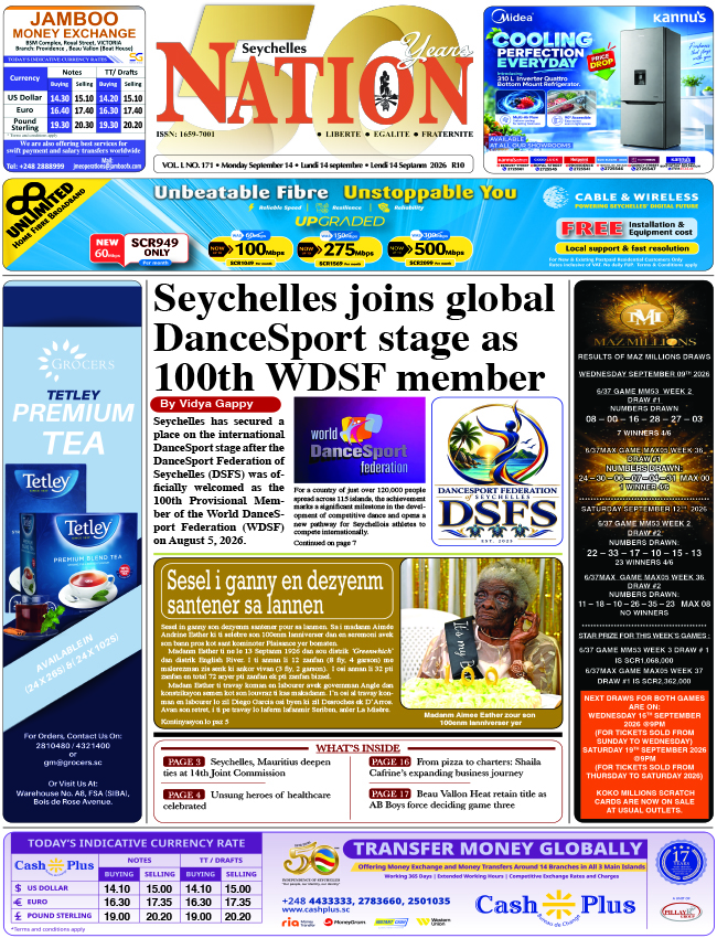 Monday 14 September, 2026